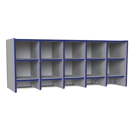 Jonti-Craft Rainbow Accents 10 Section Wall Mount Coat Locker, without Trays, Blue 0770JC003